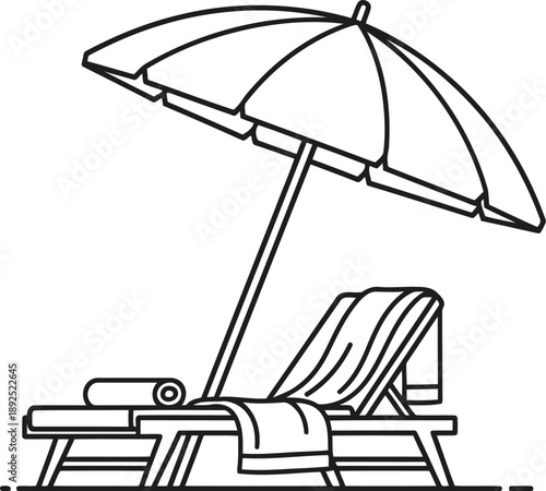 Beach chair and umbrella for relaxation