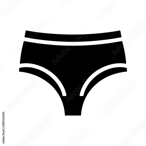 Women's panties icon. Black icon isolated on white background. Vector illustration.
