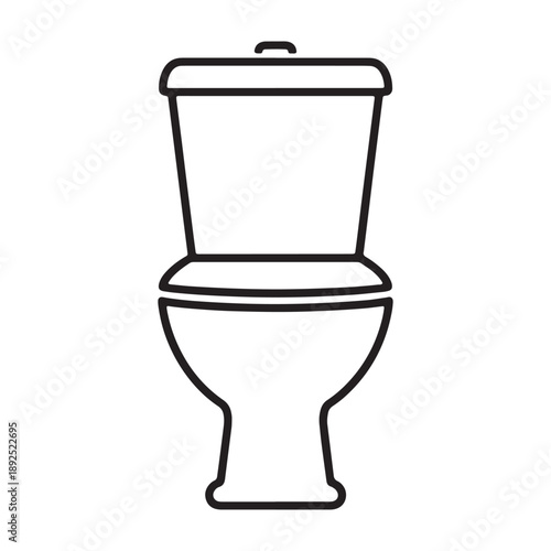 A simple line drawing of a toilet with the lid up silhouette vector outline icon use as a symbol, web graphic design, and infographic icon