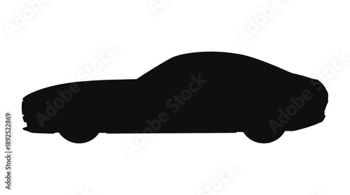 A sleek, black silhouette of a sports car, conveying speed and elegance. The car design showcases a streamlined profile 