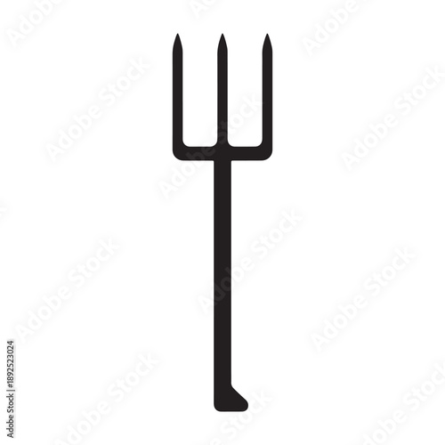 A dramatic silhouette of a trident against a simple white background vector outline icon use as a symbol, web graphic design, and infographic icon