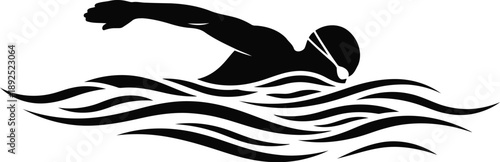 Swimmer silhouette swimming in the water