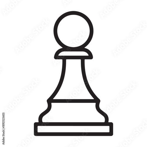 A simple black and white illustration of a chess pawn silhouette vector outline icon use as a symbol, web graphic design, and infographic icon