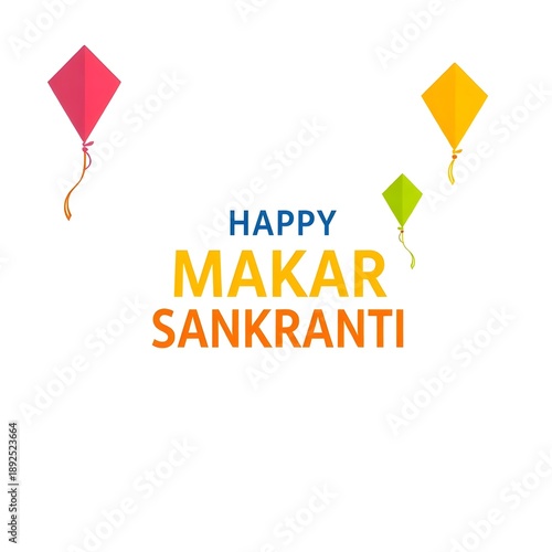 Wallpaper Mural Minimal Happy Makar Sankranti Design with Flying Kites.  Torontodigital.ca