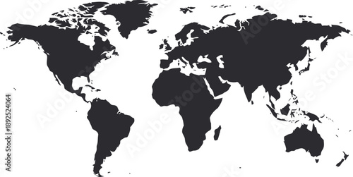 Global map silhouette on white background