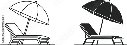 Beach chair with umbrella illustration