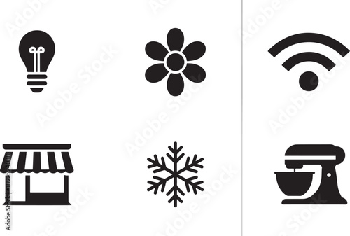 Black of lightbulb flower wifi store snowflake mixer wifi symbol storefront