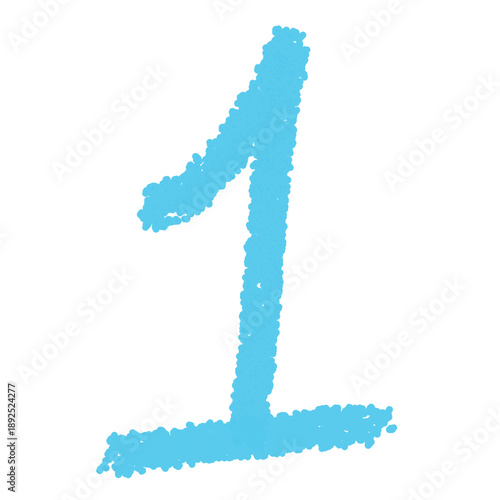 Blue Number One Crayon Effect