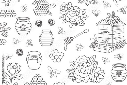 Bees Honeycomb Apiary Illustration