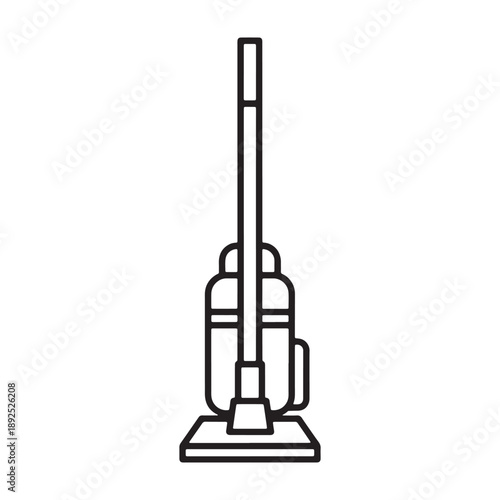A modern vacuum cleaner in a sleek design silhouette stands alone vector outline icon use as a symbol, web graphic design, and infographic icon