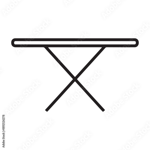 A simple ironing board silhouette against a clean white background vector outline icon use as a symbol, web graphic design, and infographic icon