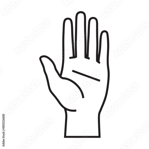 A hand gesture of silence or stop in a simple line drawing style silhouette vector outline icon use as a symbol, web graphic design, and infographic icon