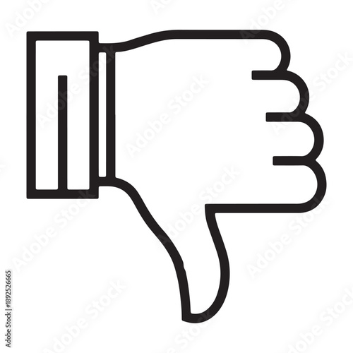 A disapproving hand gesture shown in a simple black line art style silhouette vector outline icon use as a symbol, web graphic design, and infographic icon