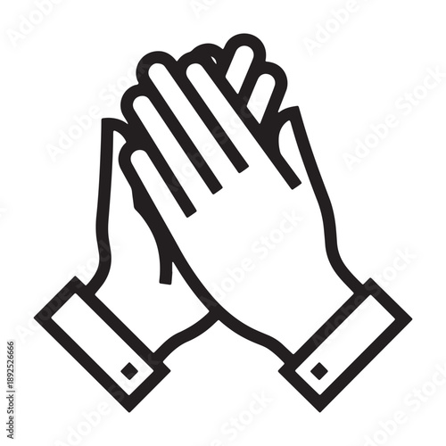 A pair of hands clapping together in a gesture of appreciation silhouette vector outline icon use as a symbol, web graphic design, and infographic icon