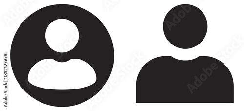 User profile avatar icons set, solid black style circular shapes, flat vector symbols for account login user interface design