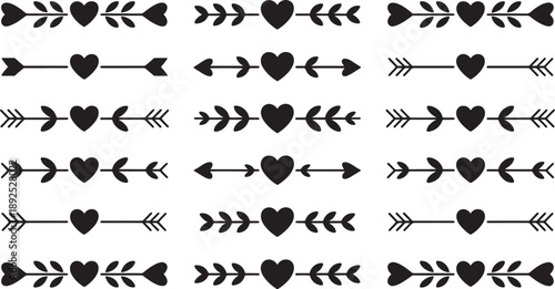 Heart and arrow black love symbol