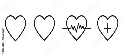 Heart icon in linear design isolated vector signs. Medicine concept.