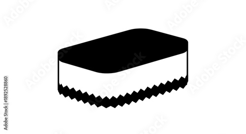 Black and White Rectangular Object with Serrated Edge.