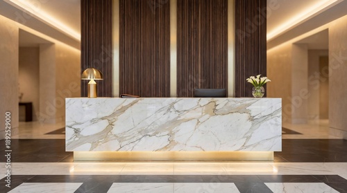 Hero Shot of American Luxury Hotel Reception Desk