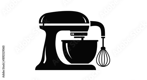 Black Stand Mixer with Whisk Attachment.