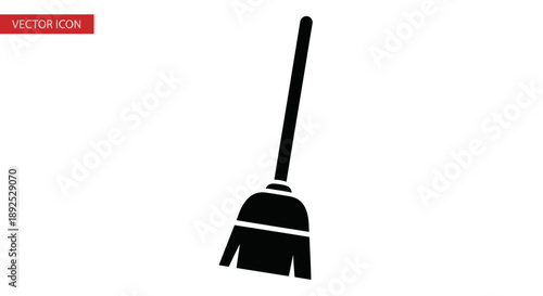 Black Toilet Brush Icon Vector Illustration.