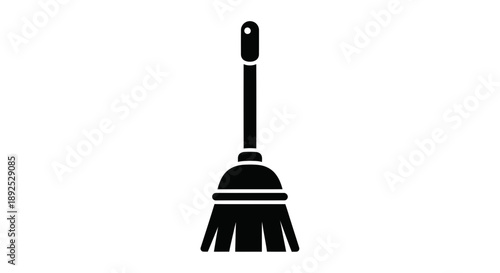 Black Toilet Brush with Long Handle.