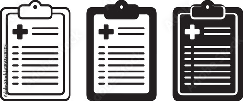 Medical clipboards with cross and lines healthcare desi