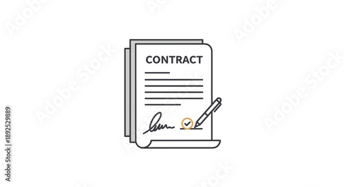 Contract Document with Signature and Pen.