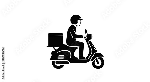 Delivery Person Riding Scooter with Package.