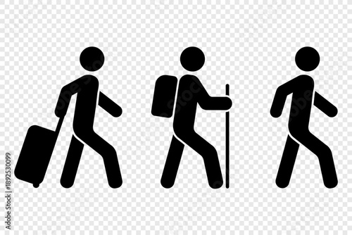 Person on a hike, a traveler, a pedestrian. Vector illustration