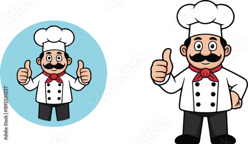 Cheerful Chef Mascot Manual Design Set  Thumbs Up Character for Restaurant Branding