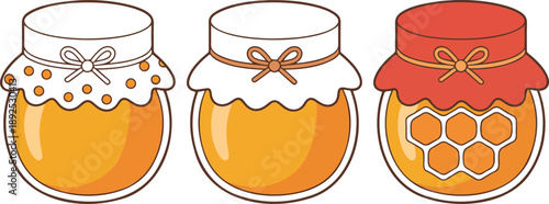 Vintage Pantry Sweet Honey  Fabric Covered Jar Collection Outline Clipart