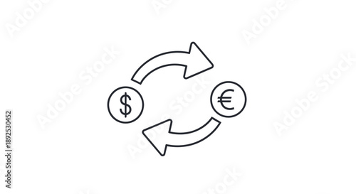 Dollar Euro Currency Exchange Illustration.