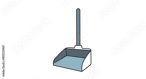 Dustpan with Long Handle Illustration.