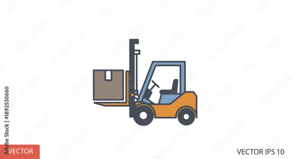 Naklejka premium Forklift Truck Lifting Shipping Container.