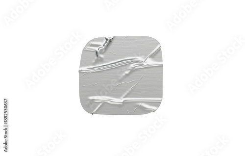Εκτύπωση καμβά Blank white square adhesive crumpled tape mockup png, transparent background, 3d rendering