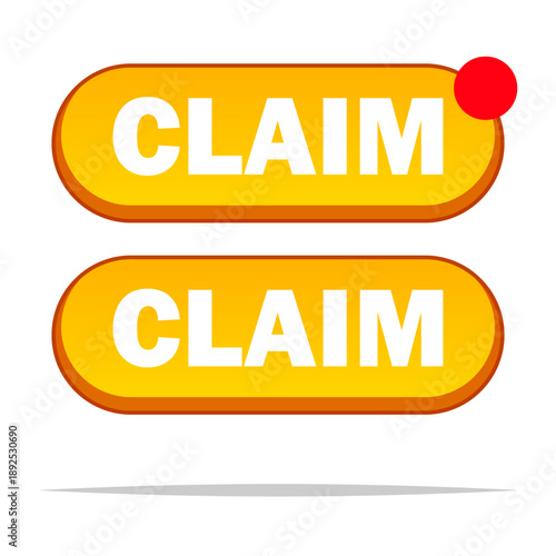 Claim button notification vector isolated illustration