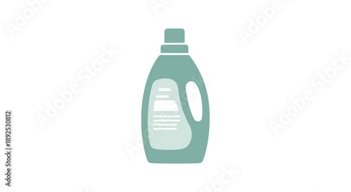 Green Detergent Bottle with Label and Cap.