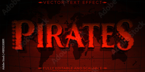 Pirates text effect, editable ship and adventure text style