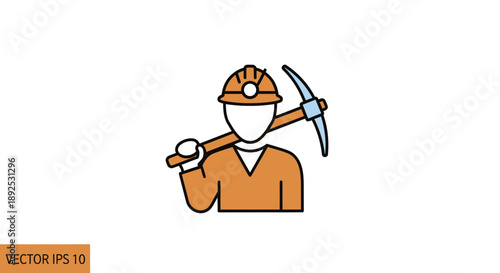 Illustration of a Miner with Pickaxe.