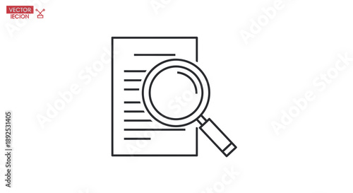 Magnifying Glass Examining Document Lines.