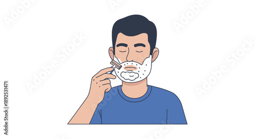 Man Applying Face Mask for Skincare Routine.