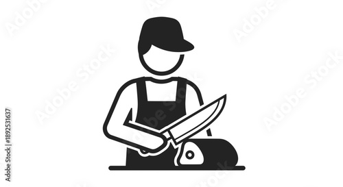 Man Cutting Log with Chainsaw Illustration.