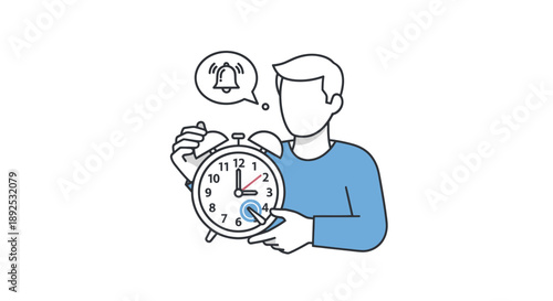 Man Holding Alarm Clock Illustration.