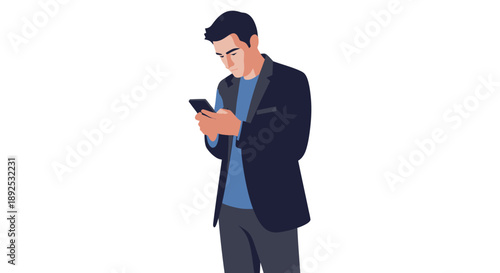 Man in Suit Using Mobile Phone.