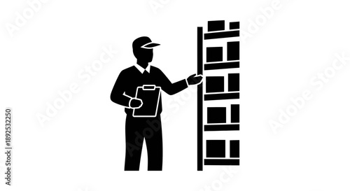 Man Inspecting Server Racks in Datacenter.