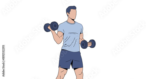 Man Lifting Dumbbells in Fitness Routine.