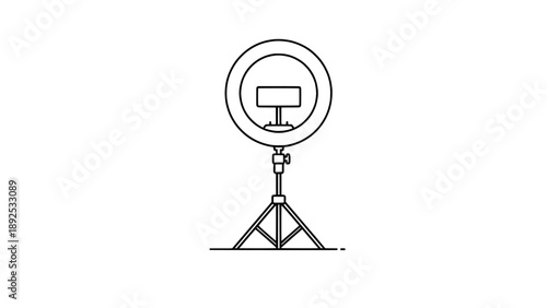 Ring Light Tripod Content Creator Vlogging Single Line Art Icon