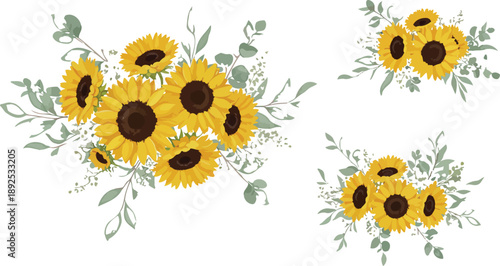 Sunflower with ladybird in bright summer garden closeup