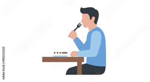 Man Sitting at Desk with Mic.